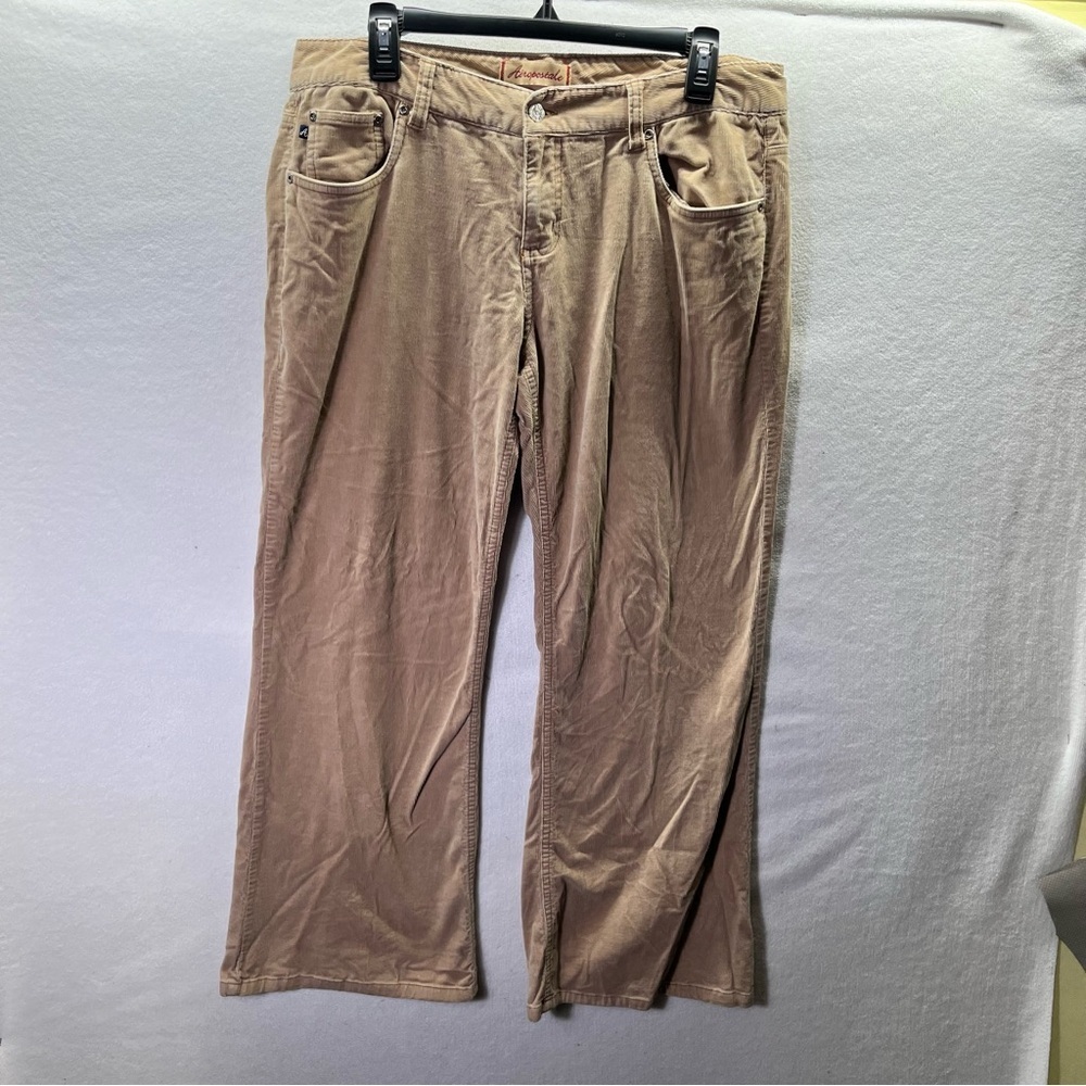 Aeropostale Y2K Corduroy Wide Leg Pants Womens 11/12‎ Short Khaki Tan 2632